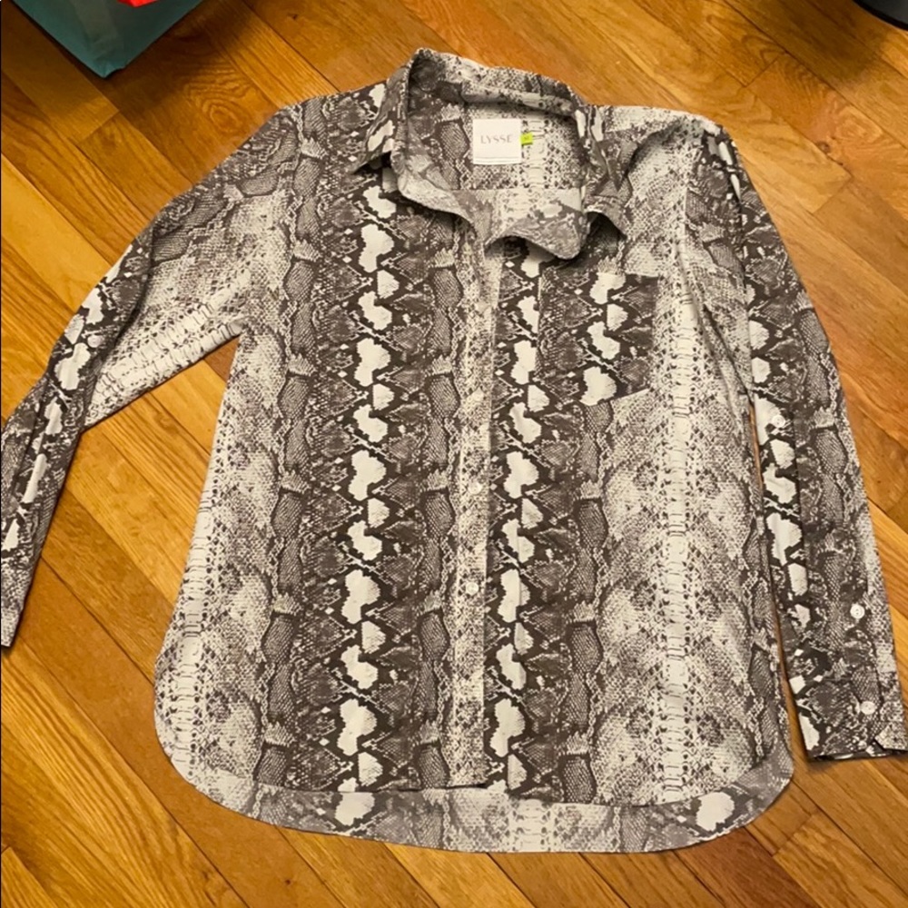 Snakeskin button down blouse